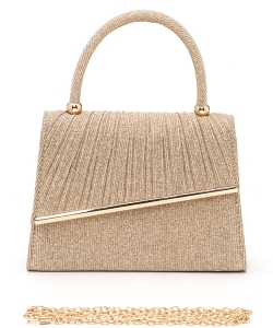 Lurex Pleated Top Handle Clutch Bag S166 GOLD